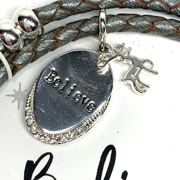 Belk She Believed She Could Braided Wrap Charm Bracelet w/Deer Charm Silver NIB - Picture 3 of 6
